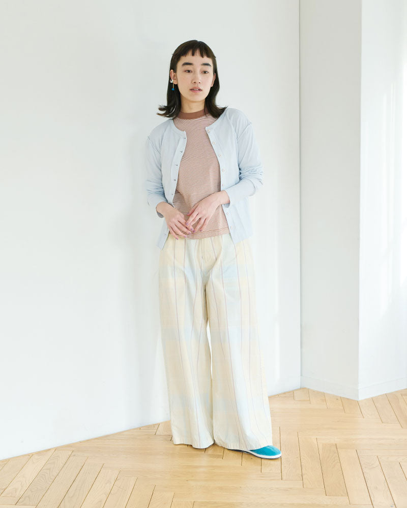 CHECK SIDE LINE WIDE PANTS//MEYAME