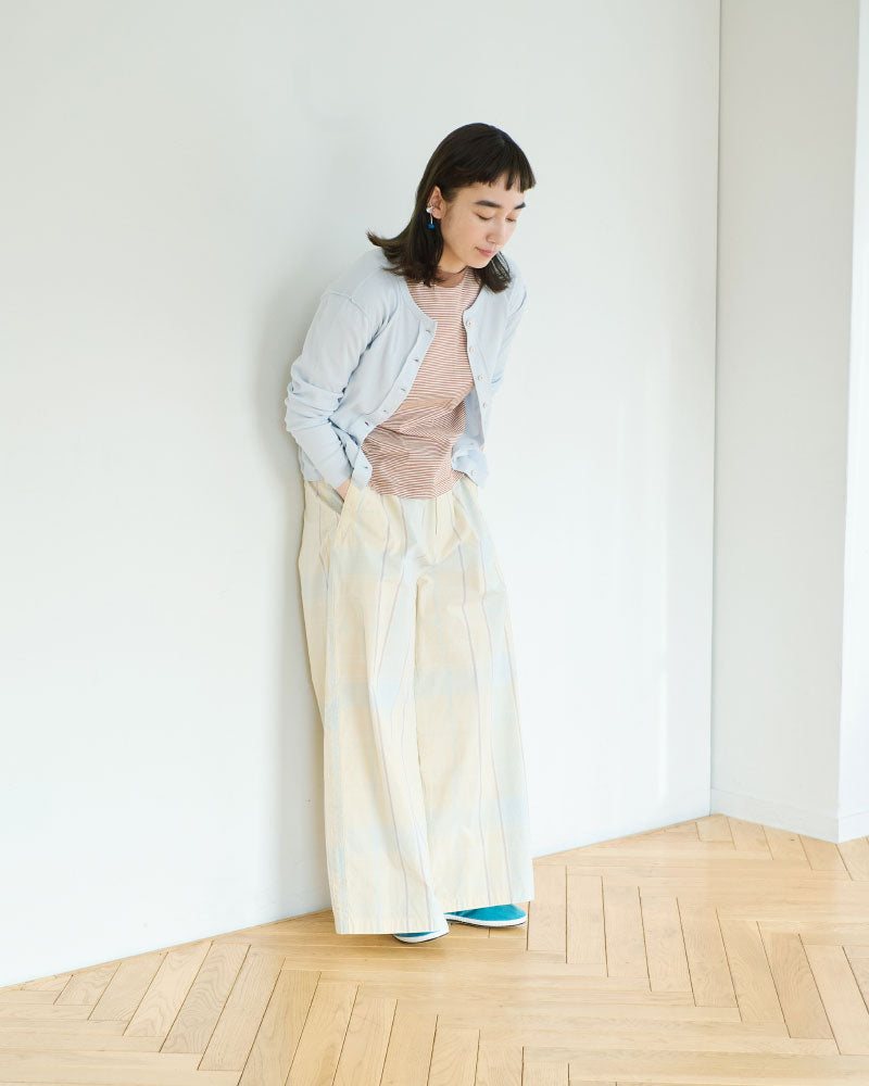 CHECK SIDE LINE WIDE PANTS//MEYAME