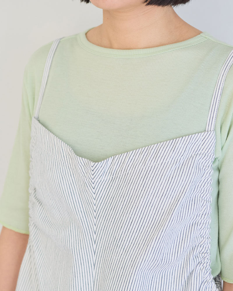 STRIPED GATHERED ALL-IN-ONE//MEYAME