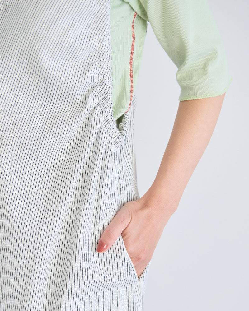 STRIPED GATHERED ALL-IN-ONE//MEYAME