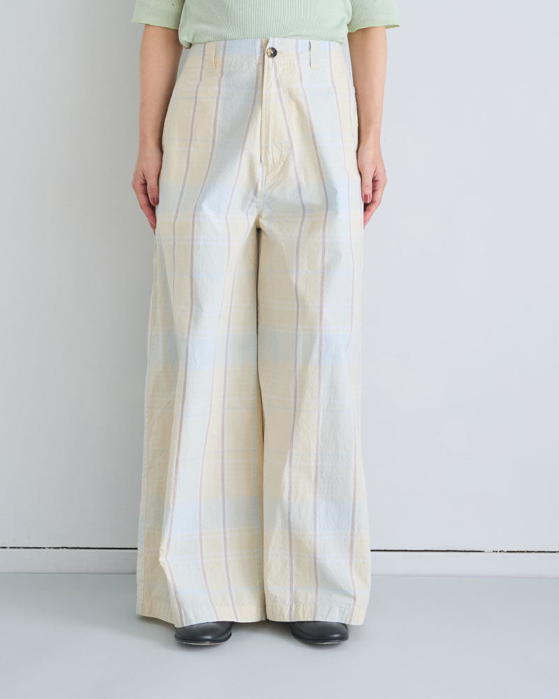 CHECK SIDE LINE WIDE PANTS//MEYAME