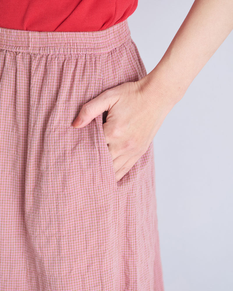 GINGHAM CHECK PLEATED FLARE SK//MEYAME