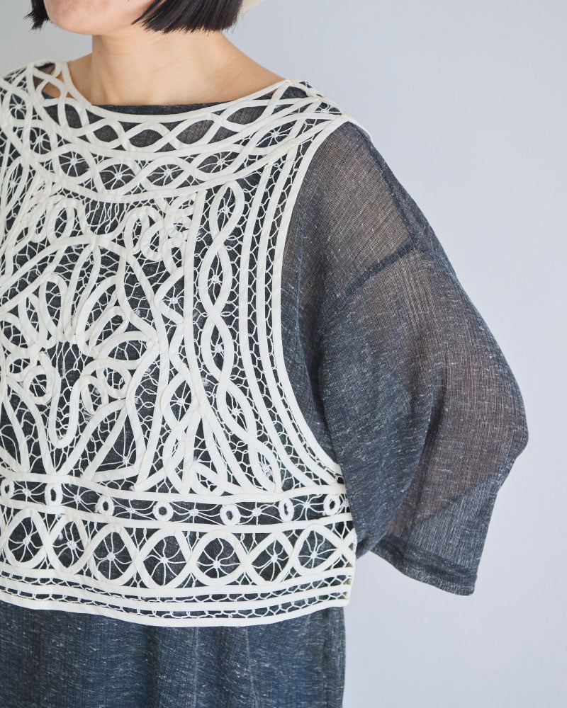cotton silk batten lace bustier/Hériter/H0-00-3078