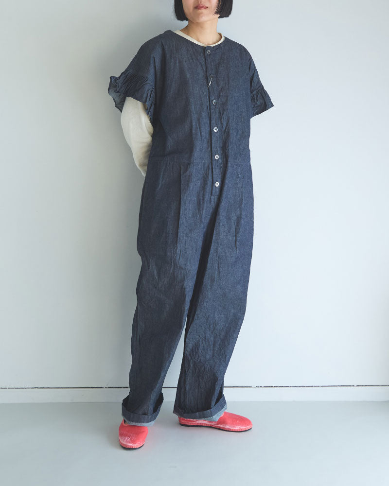 6oz デニム フリルスリーブ サロペッ トPT/UNIVERSALTISSU/US251PT021
