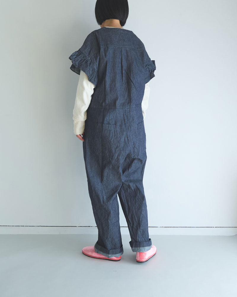 6oz デニム フリルスリーブ サロペッ トPT/UNIVERSALTISSU/US251PT021