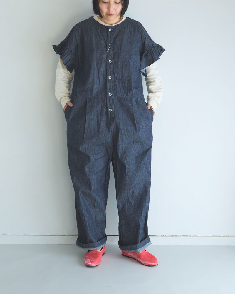 6oz デニム フリルスリーブ サロペッ トPT/UNIVERSALTISSU/US251PT021