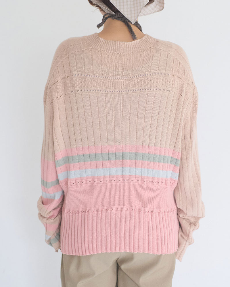 【予約】Cotton Striped Knit Sweater/JöICEADDED /J263KN01