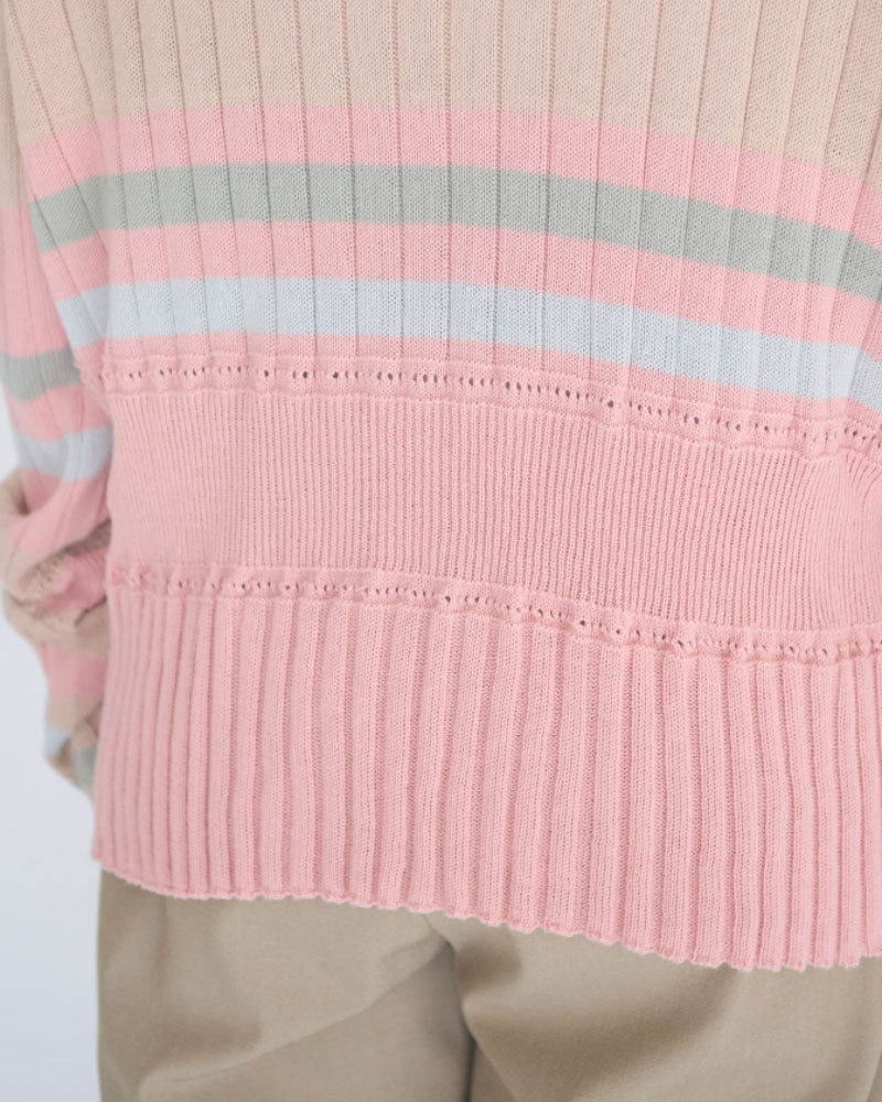 【予約】Cotton Striped Knit Sweater/JöICEADDED /J263KN01