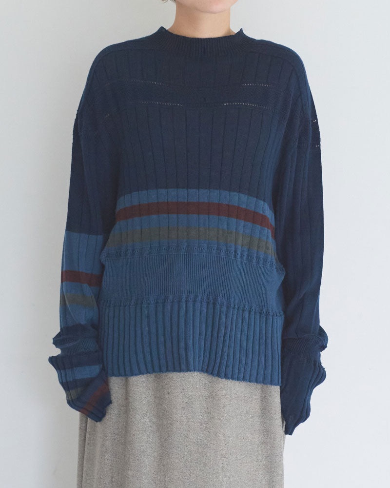 【予約】Cotton Striped Knit Sweater/JöICEADDED /J263KN01