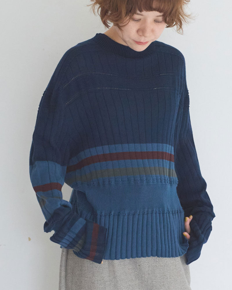 【予約】Cotton Striped Knit Sweater/JöICEADDED /J263KN01