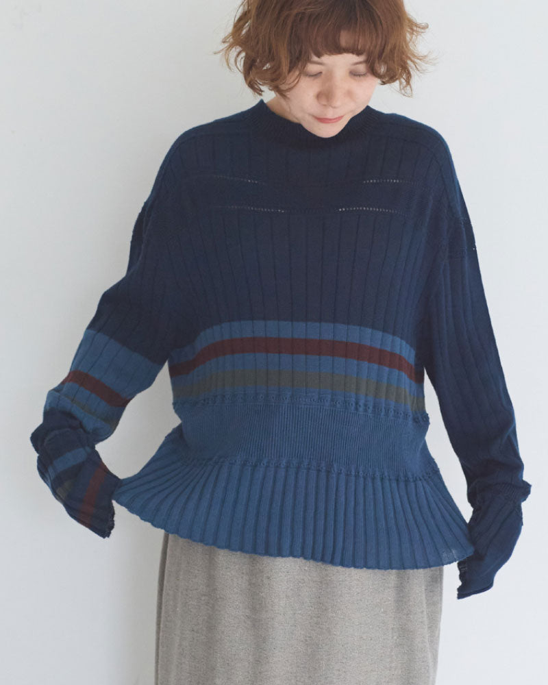 【予約】Cotton Striped Knit Sweater/JöICEADDED /J263KN01