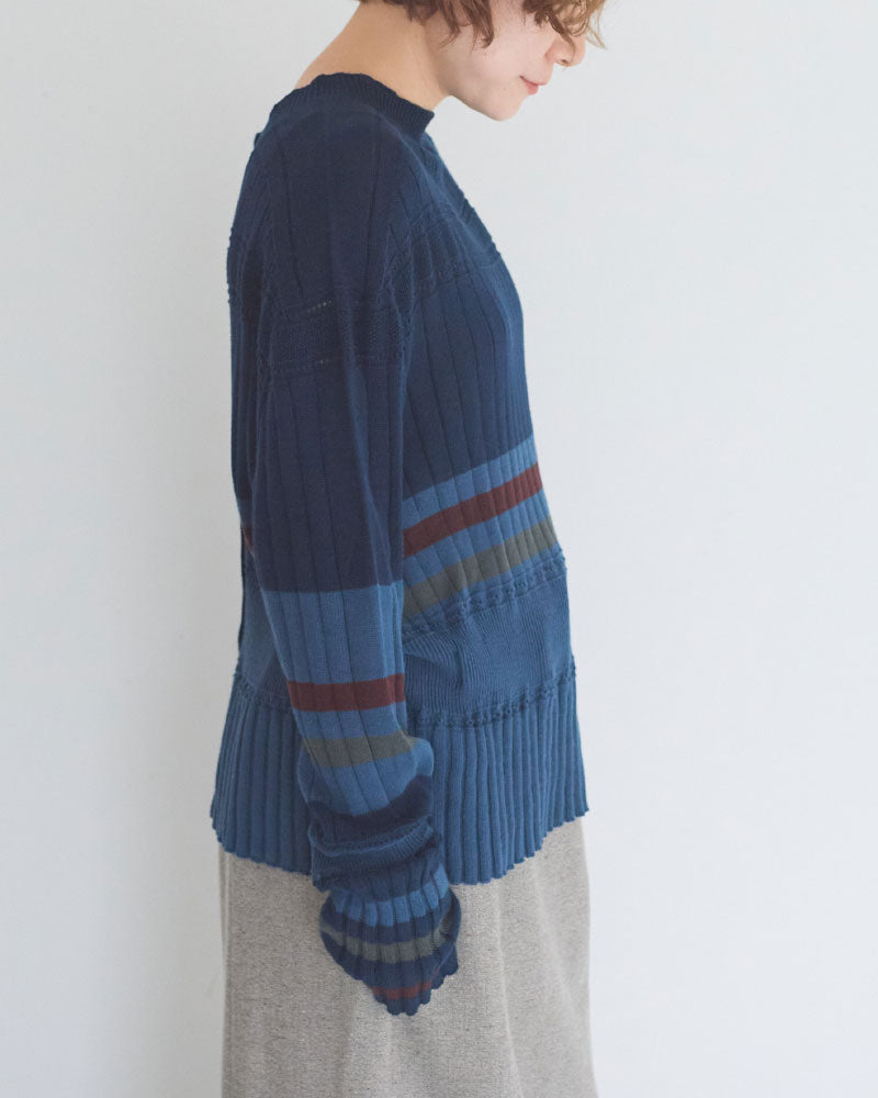 【予約】Cotton Striped Knit Sweater/JöICEADDED /J263KN01