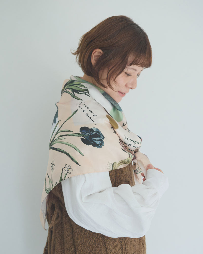 【受注】printed scarf 馬と球根花/vent de moe