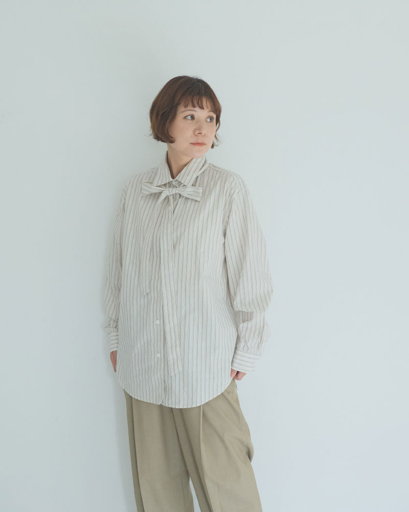 STRIPED BOW-TIE BLOUSE//MEYAME