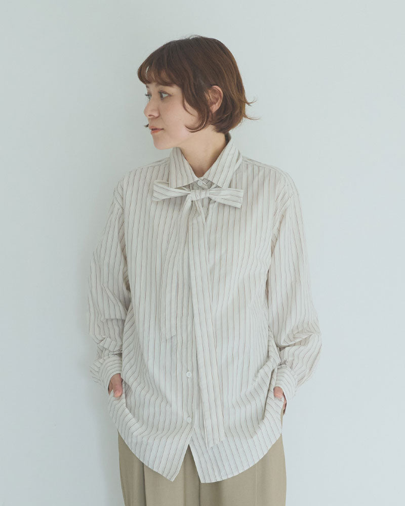 STRIPED BOW-TIE BLOUSE//MEYAME