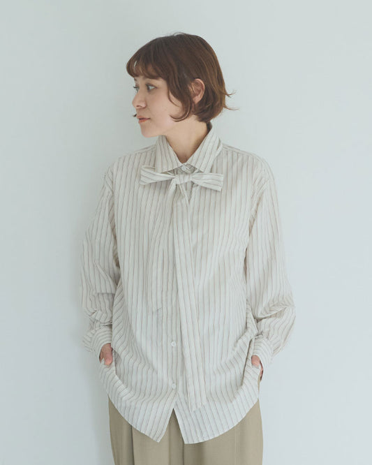 STRIPED BOW-TIE BLOUSE//MEYAME