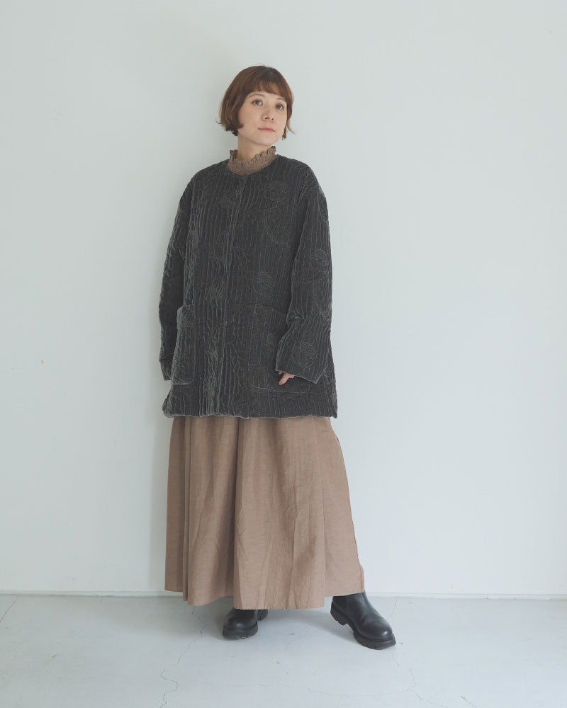 velvet quilt embroidery short coat/Hériter/H2-26-6006