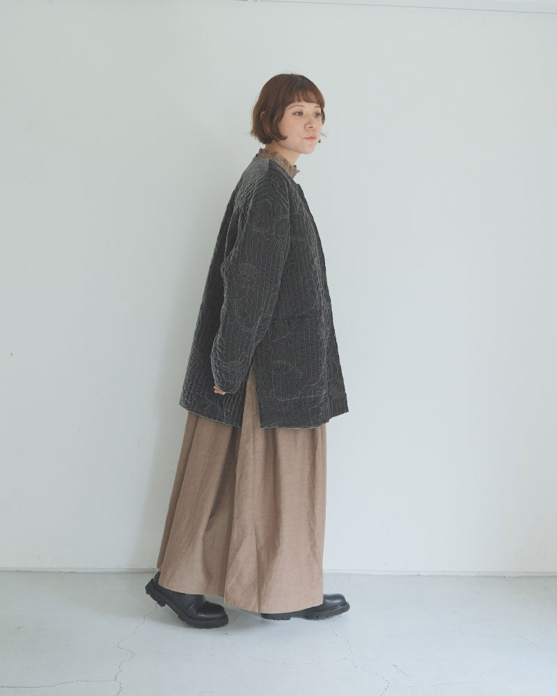 velvet quilt embroidery short coat/Hériter/H2-26-6006