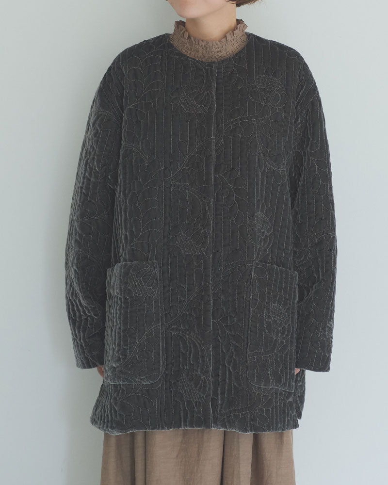 velvet quilt embroidery short coat/Hériter/H2-26-6006