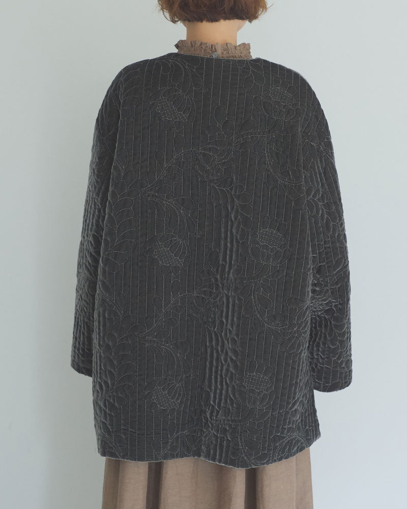 velvet quilt embroidery short coat/Hériter/H2-26-6006