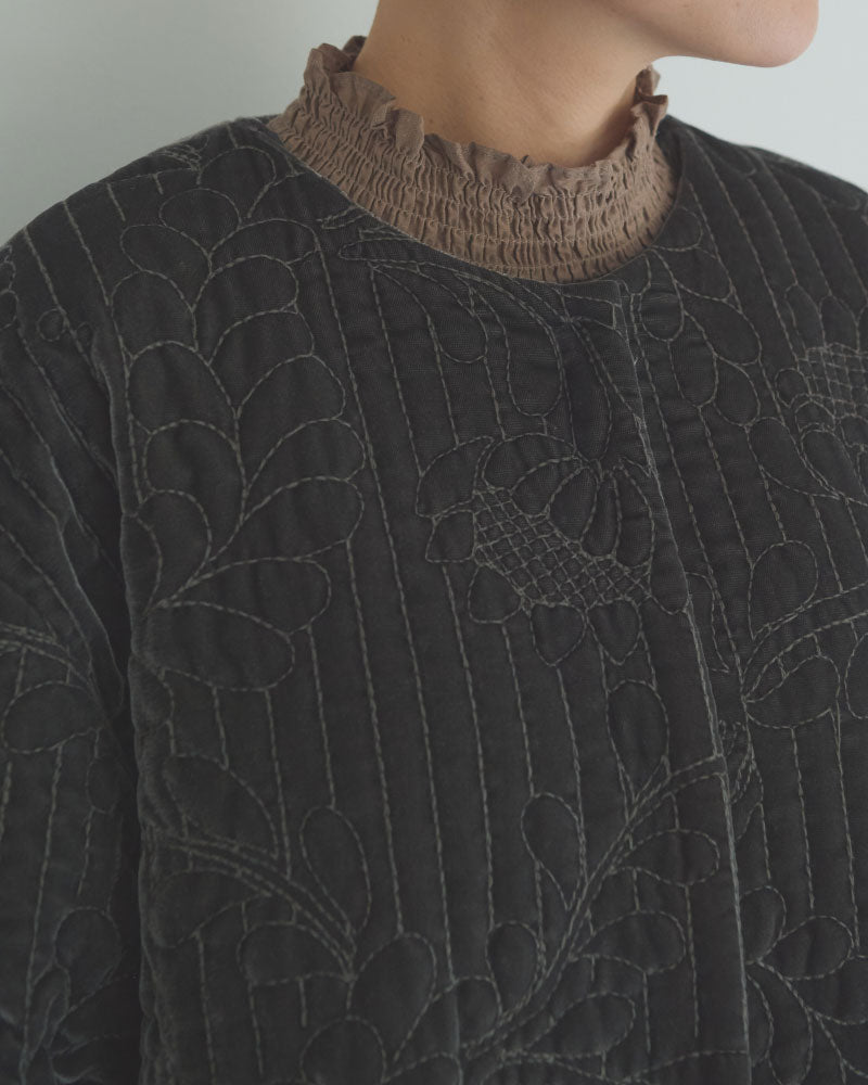 velvet quilt embroidery short coat/Hériter/H2-26-6006
