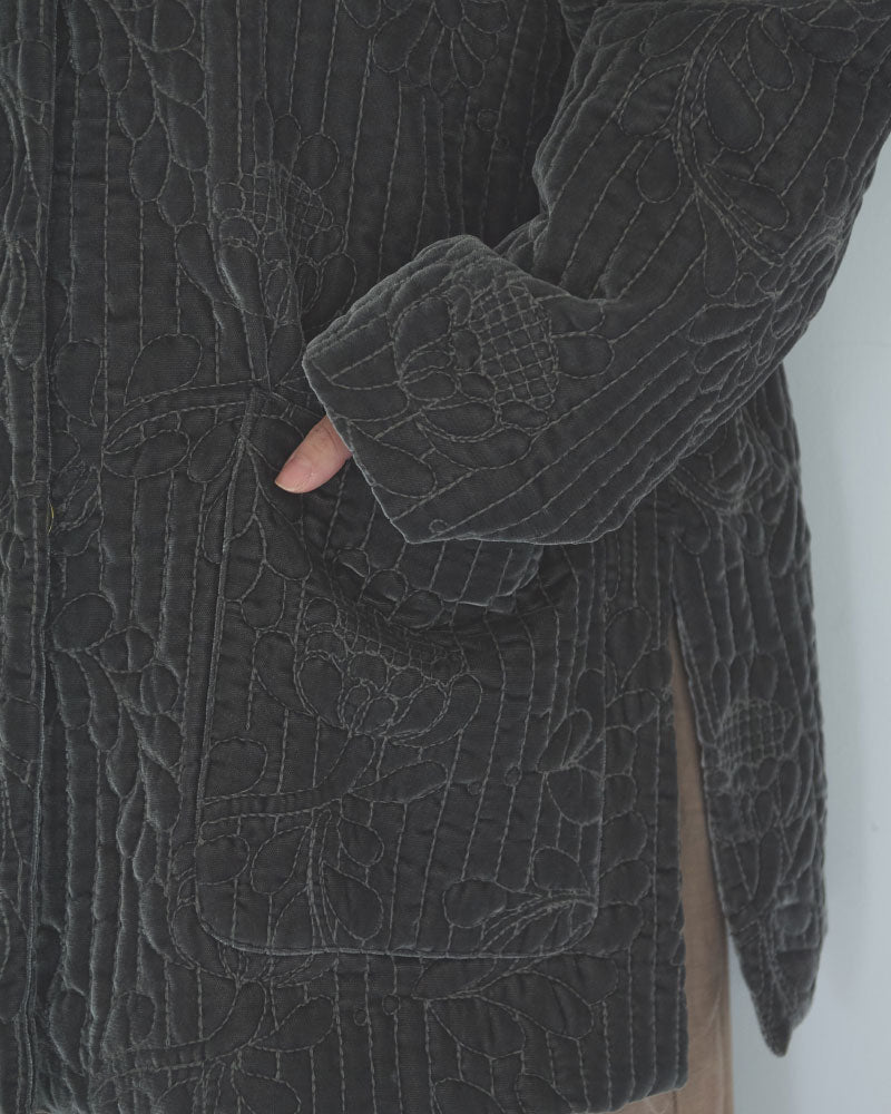 velvet quilt embroidery short coat/Hériter/H2-26-6006