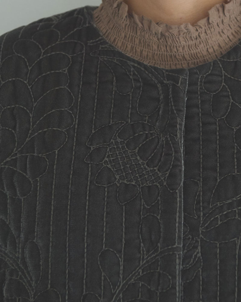 velvet quilt embroidery short coat/Hériter/H2-26-6006
