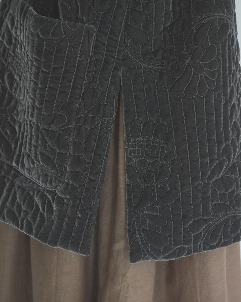 velvet quilt embroidery short coat/Hériter/H2-26-6006