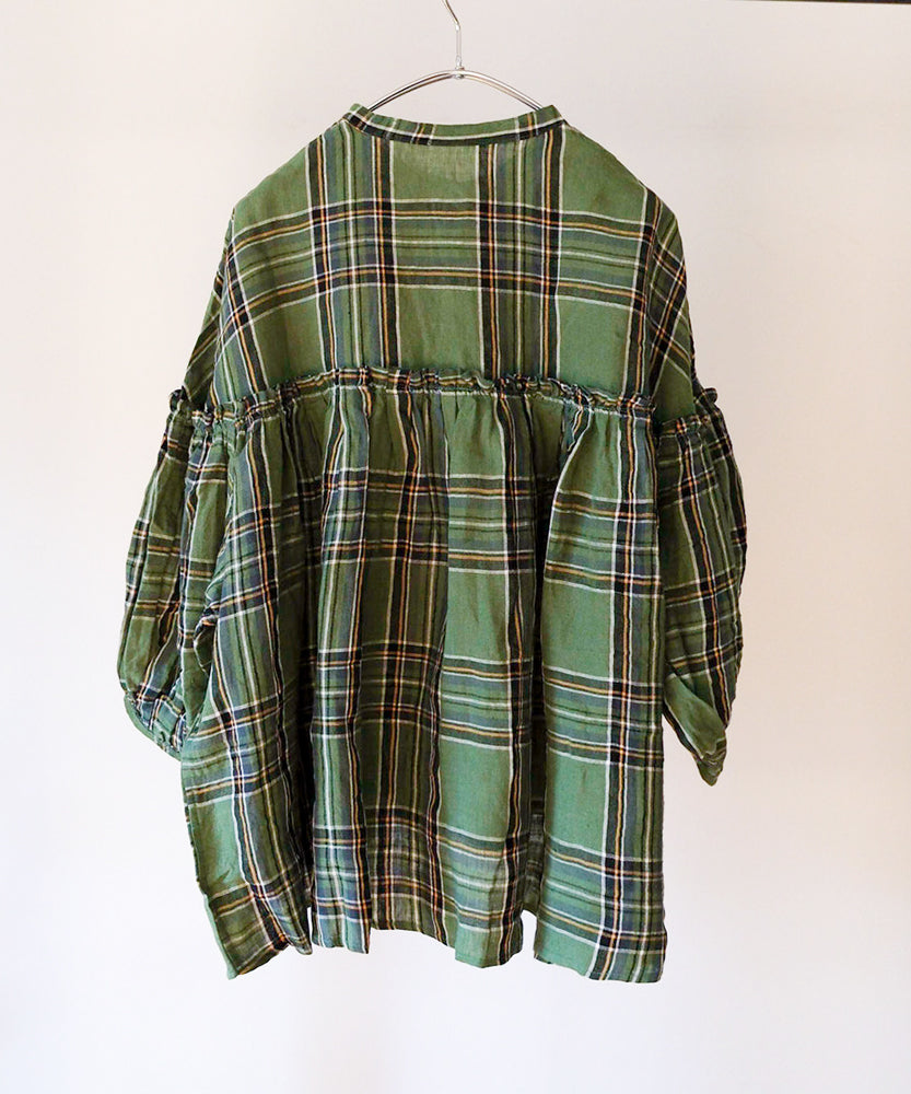 (sold)東炊きタータンチェック　バンドカラーBL