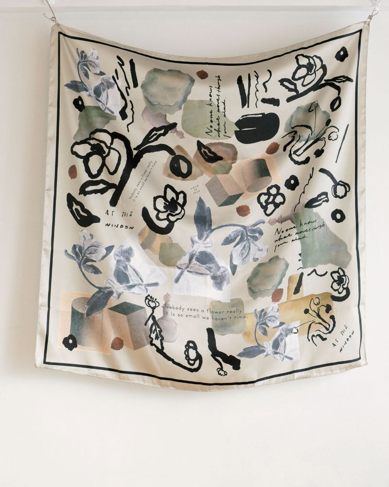 【受注】printed scarf christmas rose /vent de moe