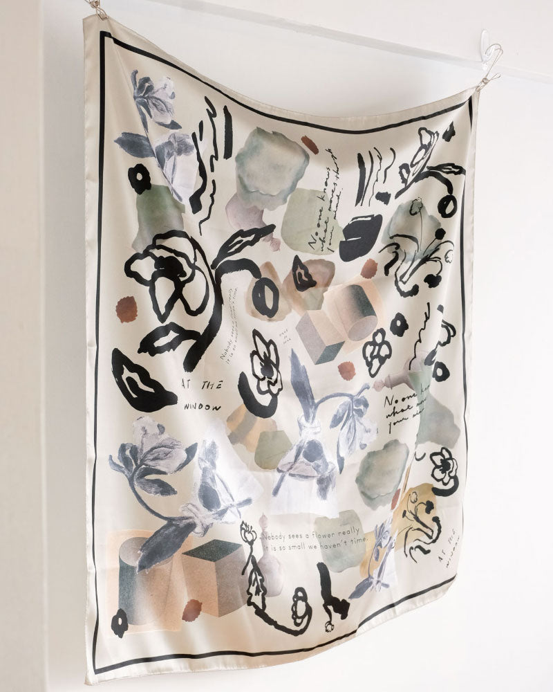 【受注】printed scarf christmas rose /vent de moe