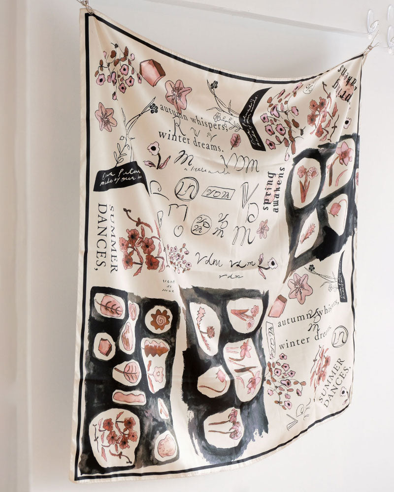 【受注】printed scarf little notes. /vent de moe