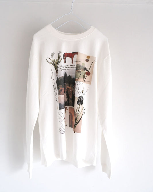 馬と球根花　ロングスリーブTシャツ