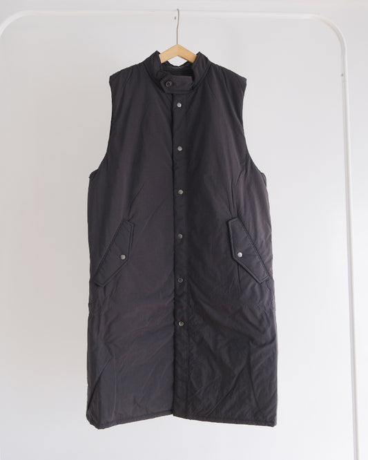 (sold)ナイロンキルティング(発熱中綿)スタンドカラーロングベスト