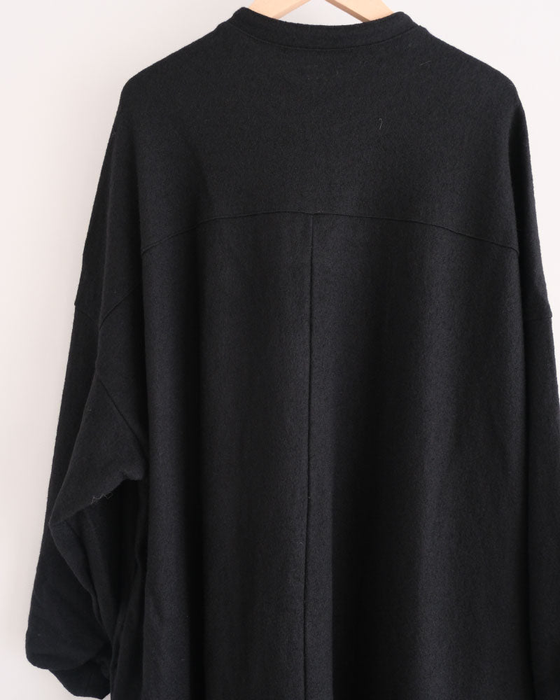 ウール圧縮バンドカラーワンピースコート/universaltissu/ UT244CT008