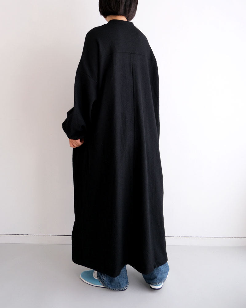 ウール圧縮バンドカラーワンピースコート/universaltissu/ UT244CT008