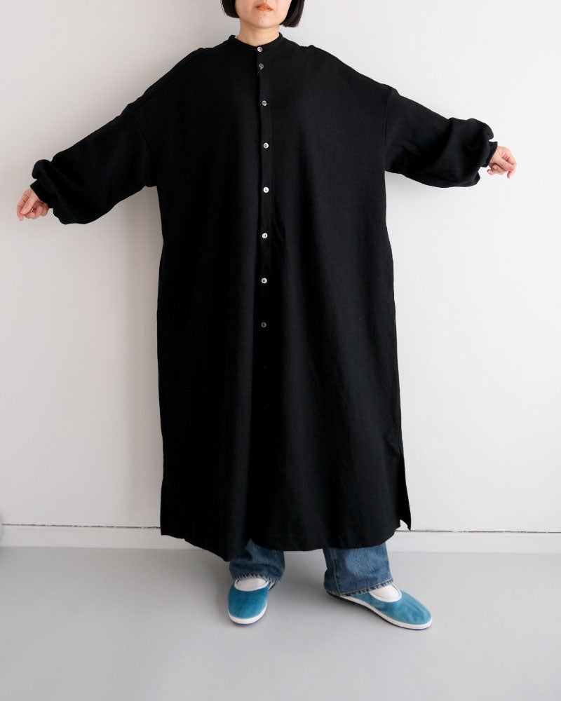 ウール圧縮バンドカラーワンピースコート/universaltissu/ UT244CT008