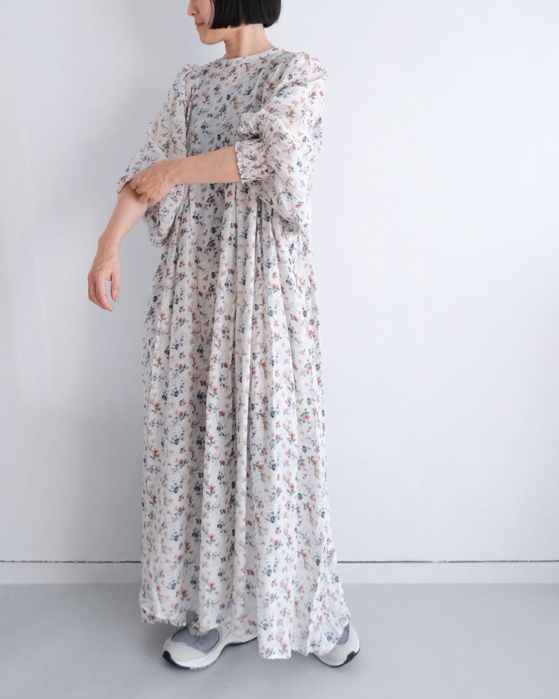 フラワープ リント バンドカラータックギ ャザー OP/UNIVERSALTISSU/PA260OP030