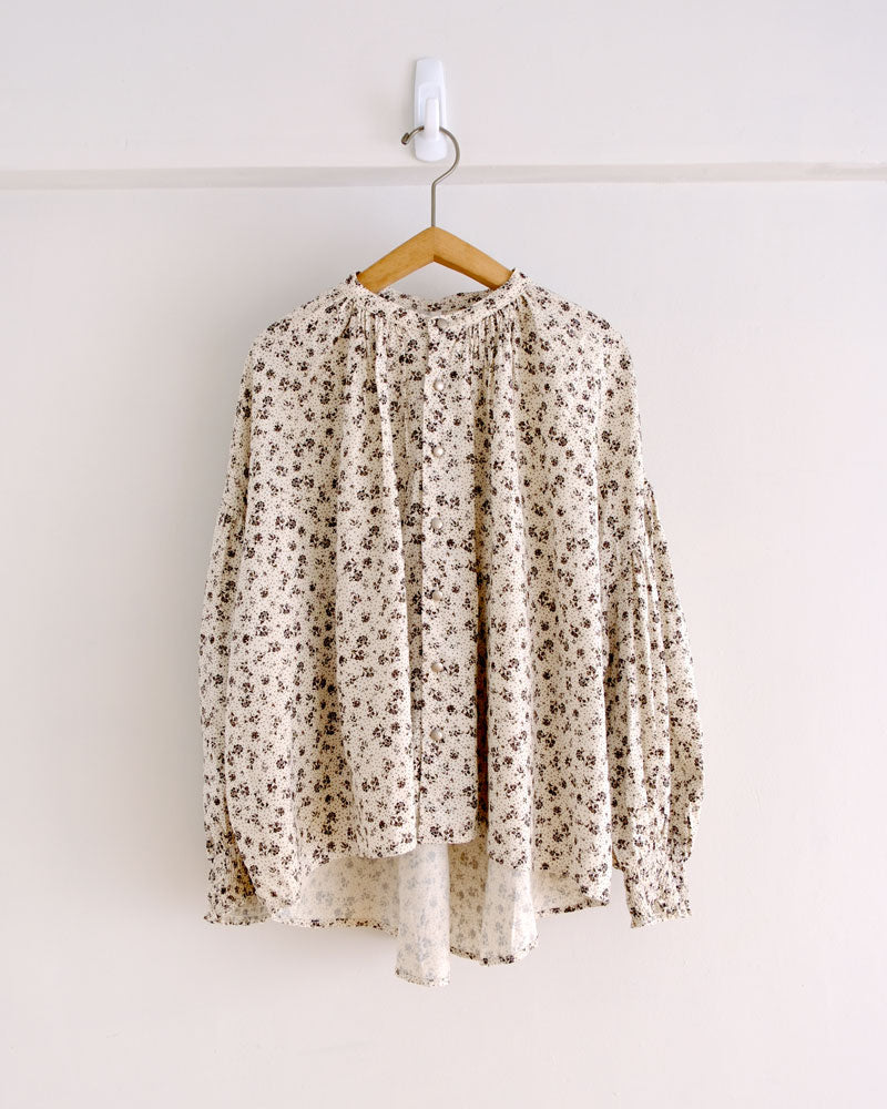 ラワープリント/バンドカラーシャーリングブラウス/UNIVERSALTISSU/PA260BL029