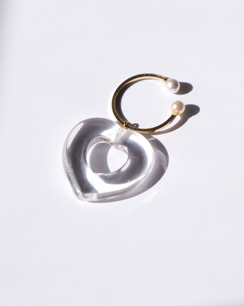 nemunemu　crystal heart ear cuff(片耳）