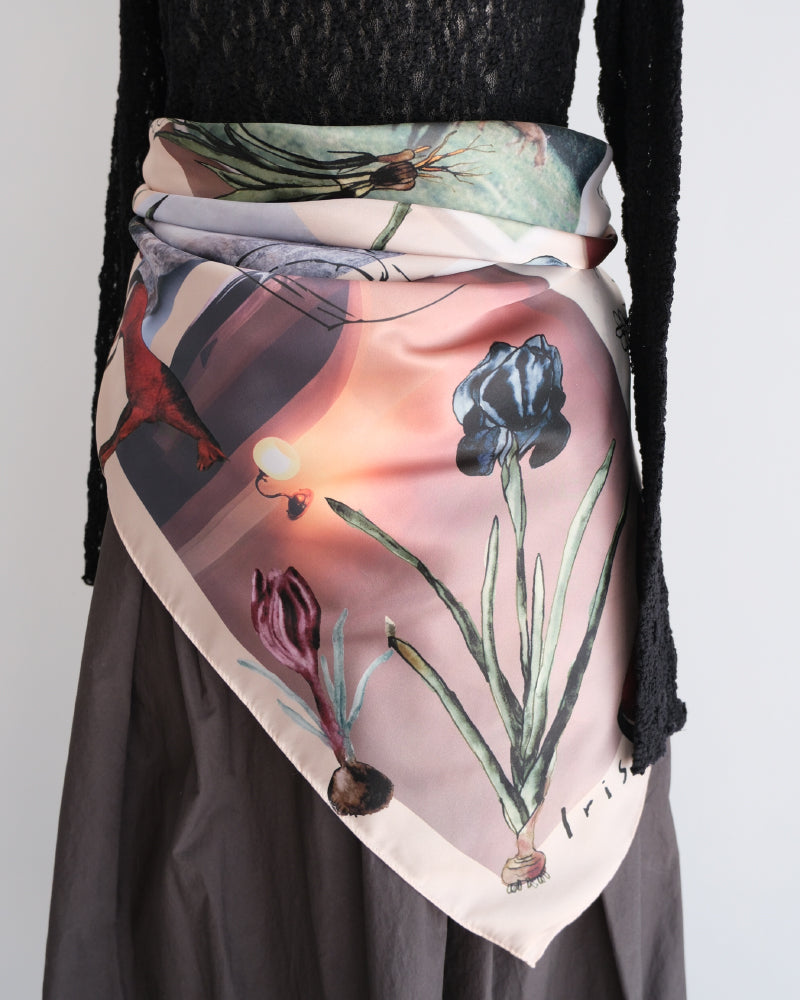 printed scarf 馬と球根花/vent de moe 【受注受付終了】