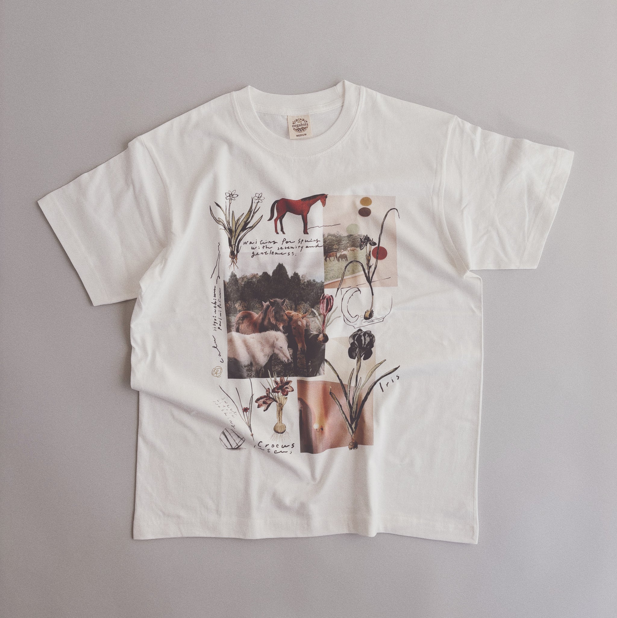 馬と球根花 半袖Tシャツ/SLN