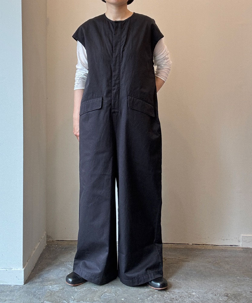 コットンリネンツイル　フレンチスリーブオールインワンサイズ1/UNIVERSALTISSU/TS250PT074