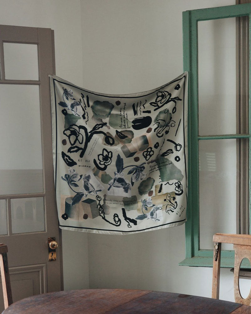 【受注】printed scarf christmas rose /vent de moe