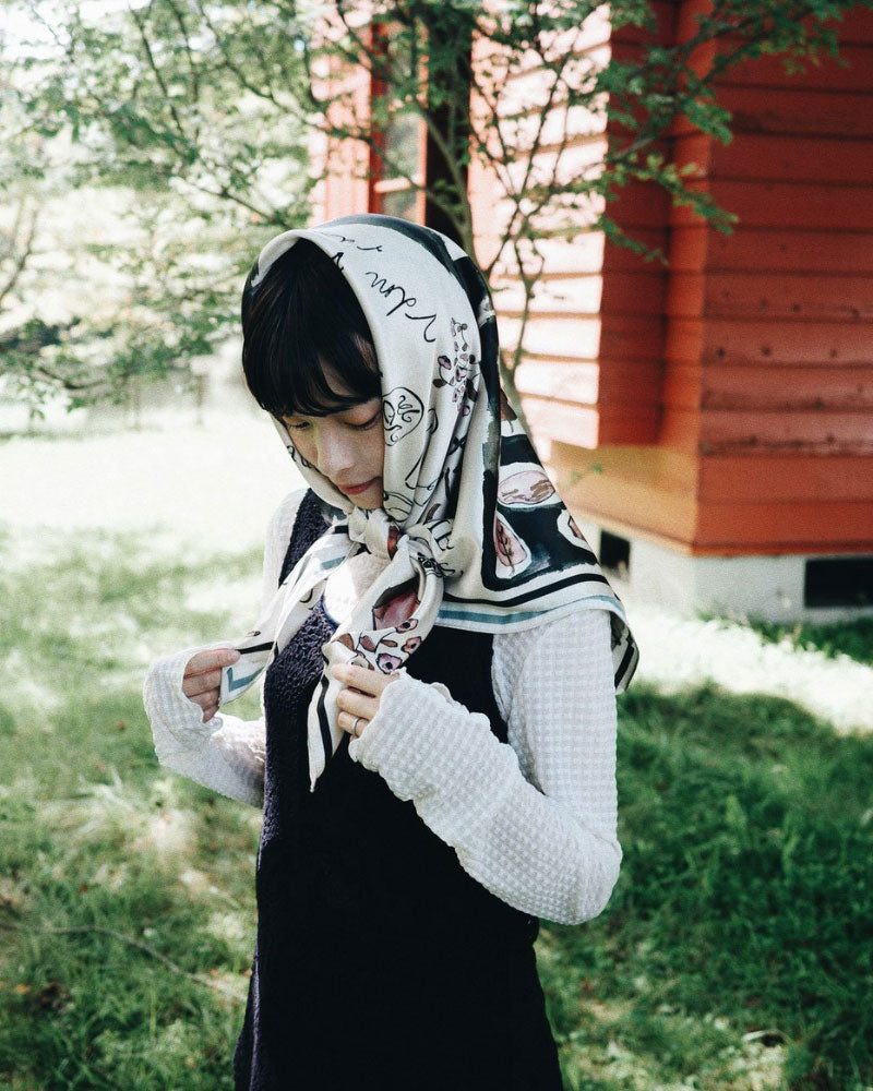 【受注】printed scarf little notes. /vent de moe