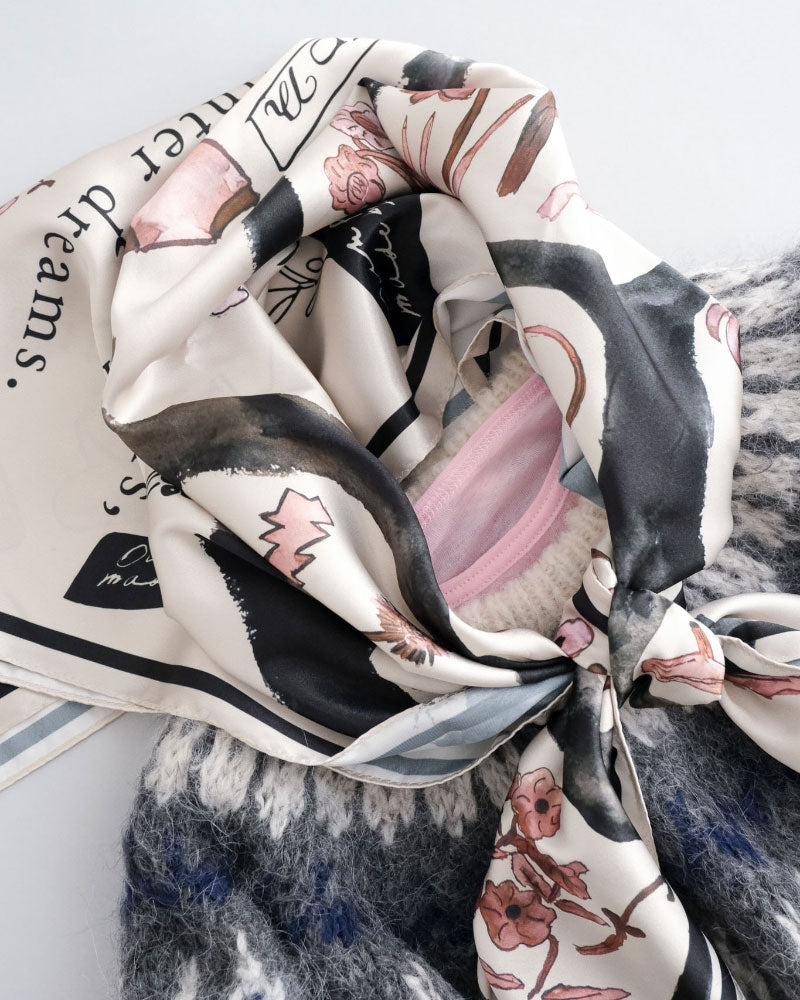 【受注】printed scarf little notes. /vent de moe