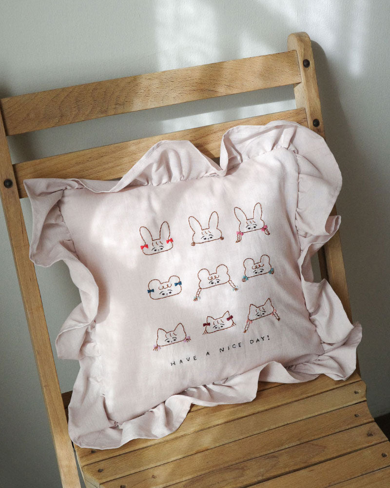 刺繍クッション/HAVE A NICE DAY(pink)/Kanae Entani