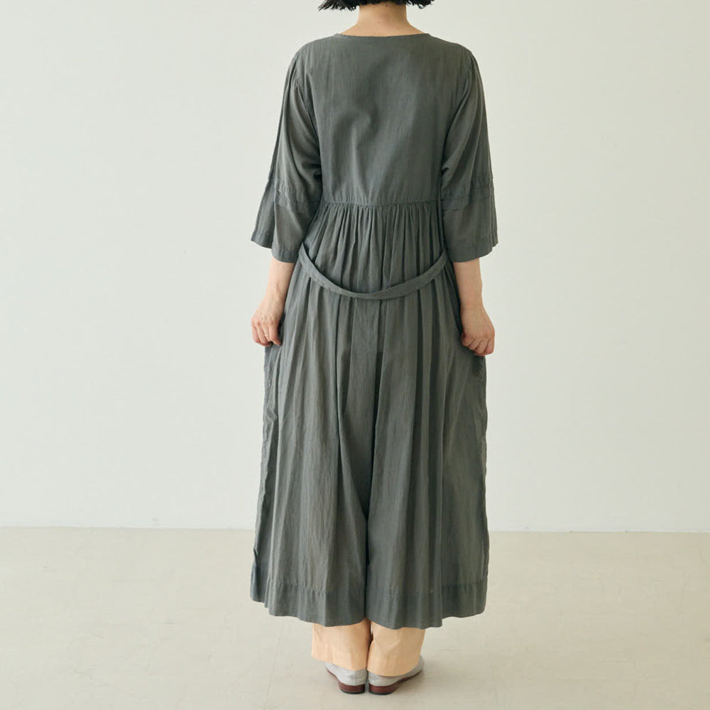 【Sää 受注生産】　やしゃぶし染め''Cotton/Silk'' front-open dress/ (コピー)